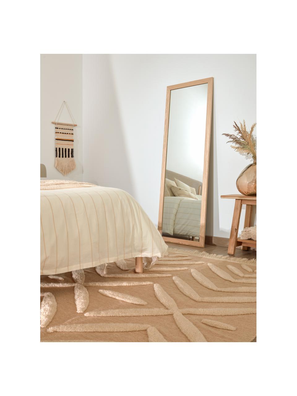 Miroir mural avec cadre en bois Yvaine, Beige, larg. 81 x haut. 181 cm