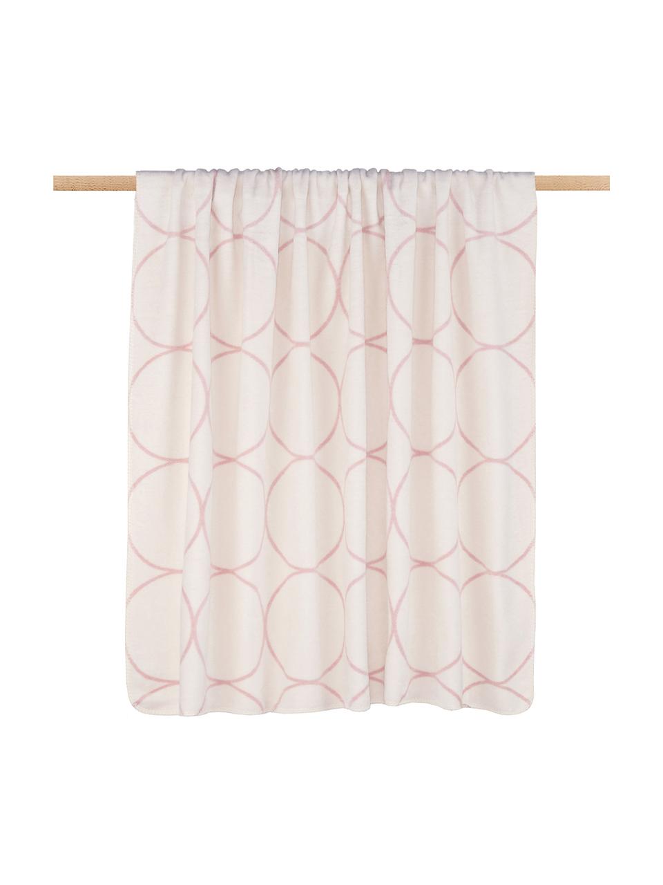 Manta doble cara de gamuza Bamboo Circles, Rosa palo, blanco, An 150 x L 200 cm