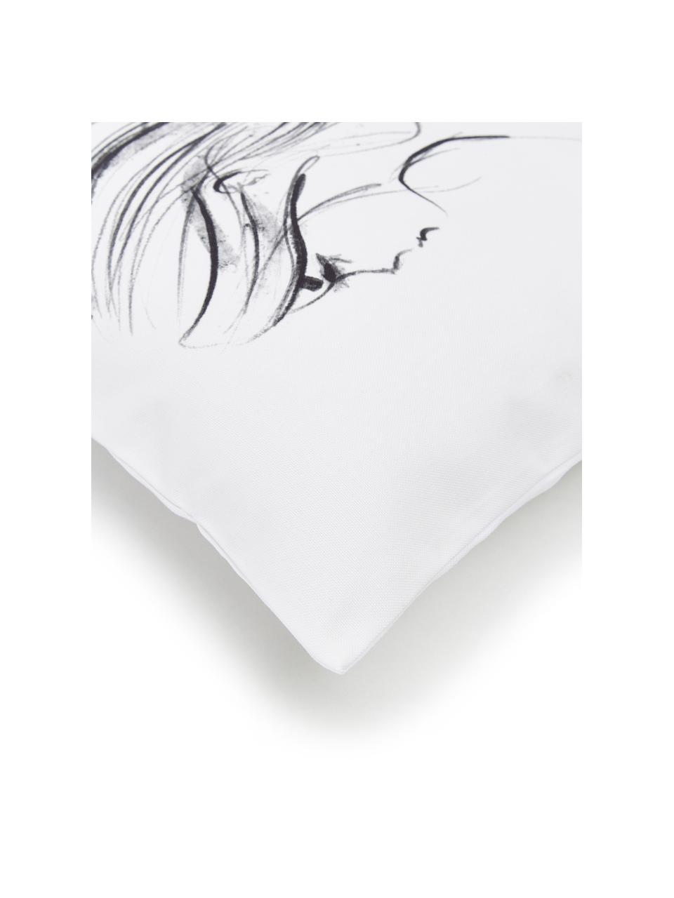 Housse de coussin design Ponytail par Kera Till, Blanc, noir