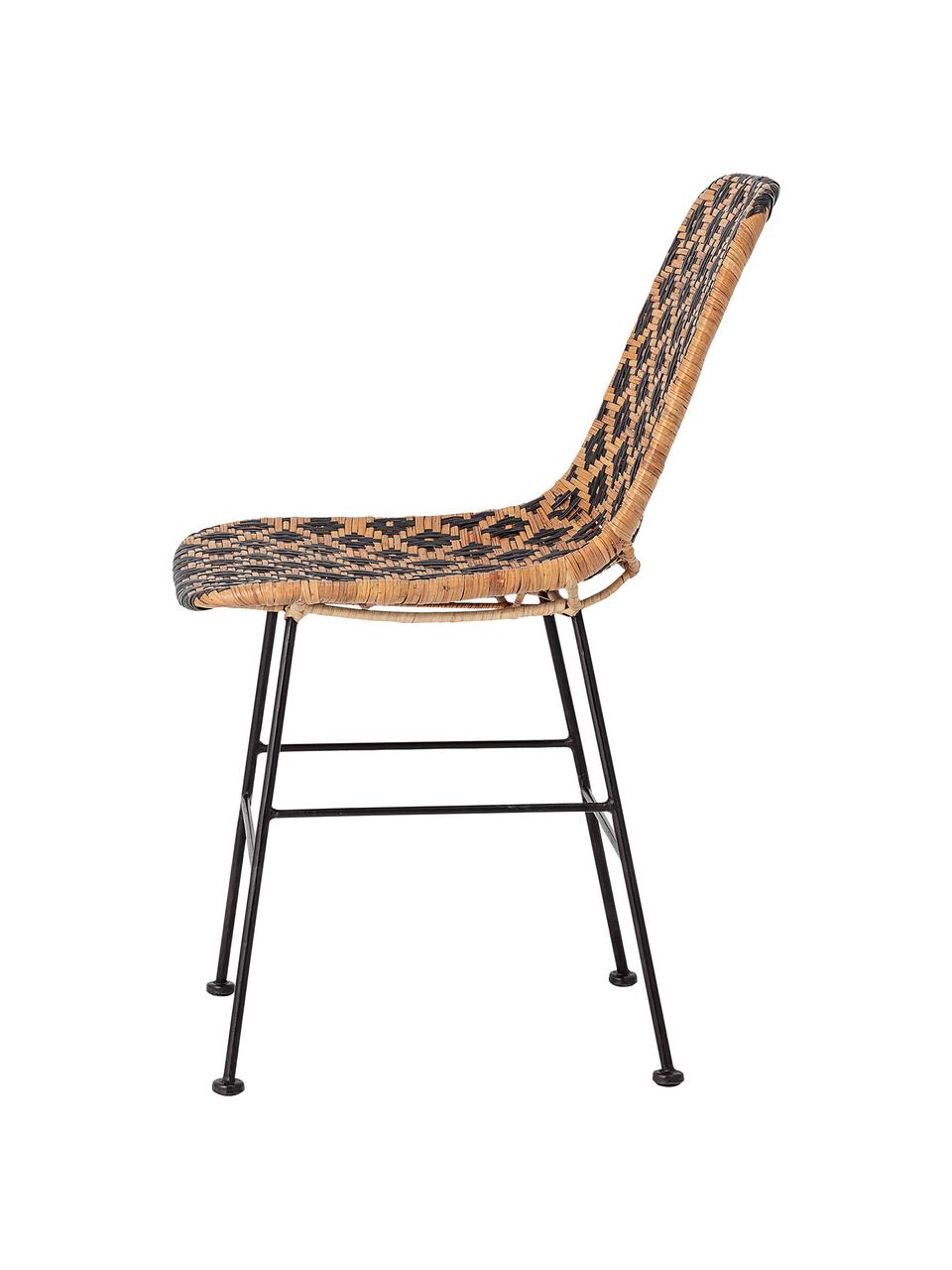 Chaise en rotin Kitty, Noir, beige