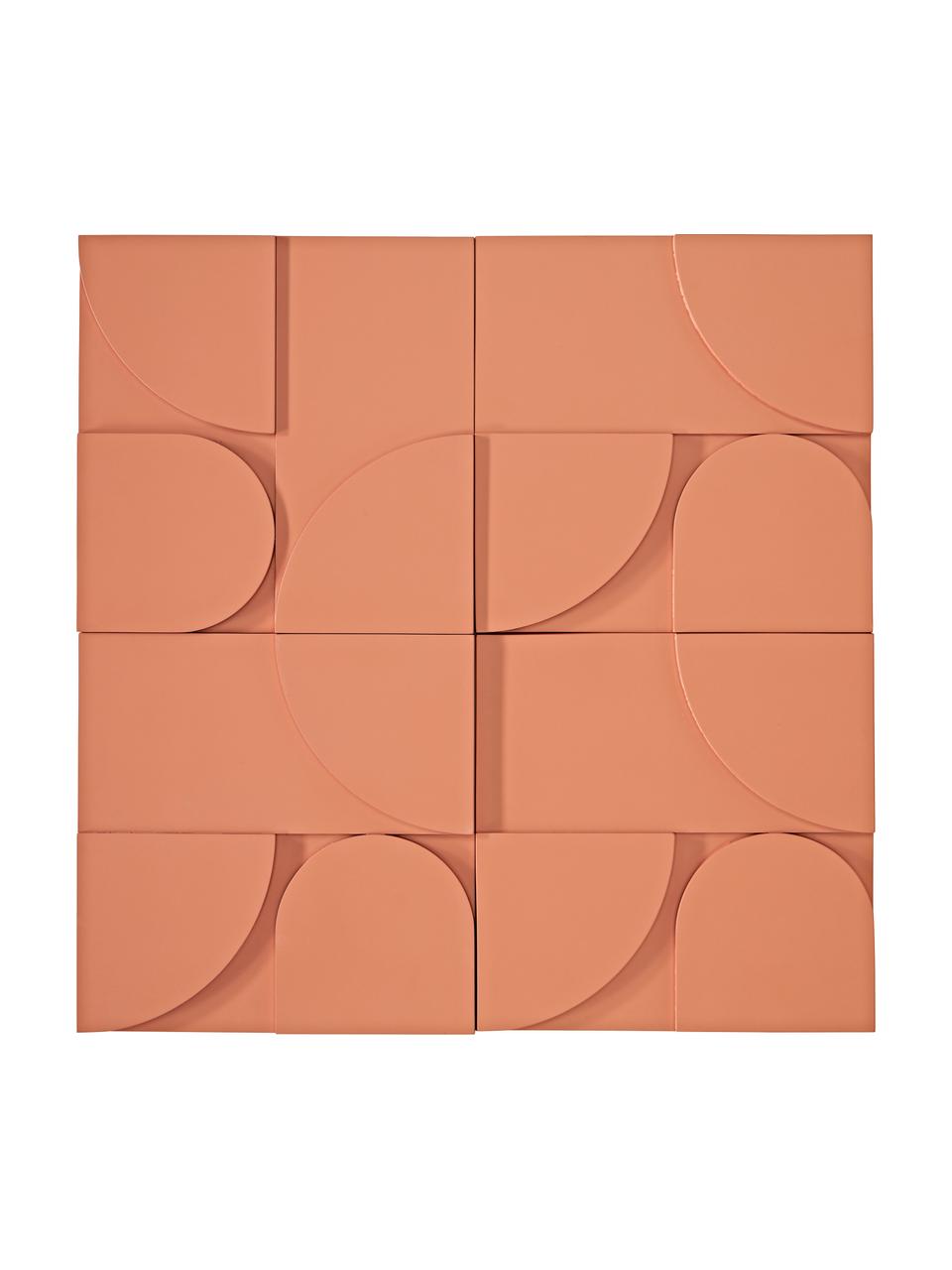 Decoración de pared de madera Massimo, 4 uds., Tablero de fibras de densidad media (MDF), Terracota, An 80 x Al 80 cm