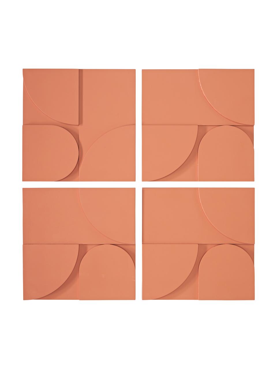 Wandobjekt-Set Massimo aus Holz, 4-tlg., Mitteldichte Holzfaserplatte (MDF), Terrakotta, B 80 x H 80 cm