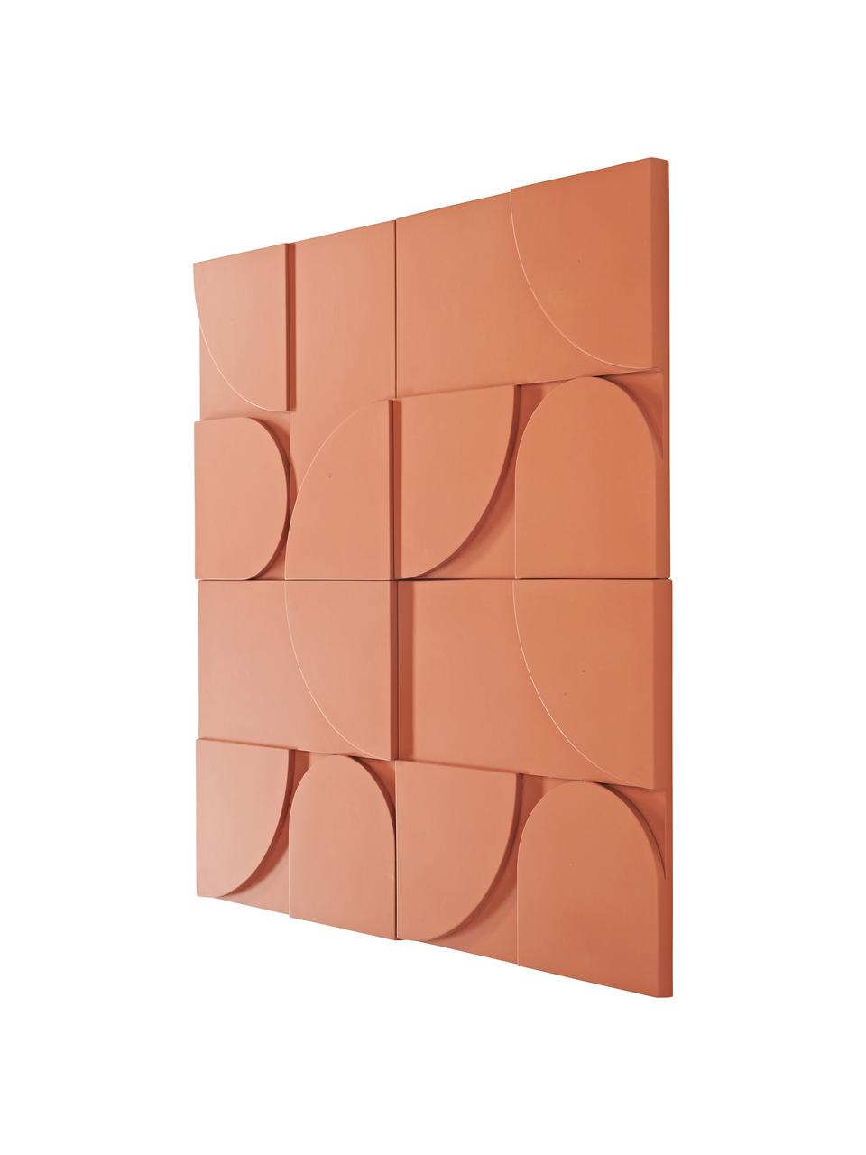 Decoración de pared de madera Massimo, 4 uds., Tablero de fibras de densidad media (MDF), Terracota, An 80 x Al 80 cm