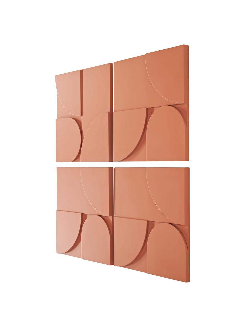 Komplet dekoracji ściennych z drewna Massimo, 4 elem., Płyta pilśniowa (MDF), Pomarańczowy, S 80 x W 80 cm