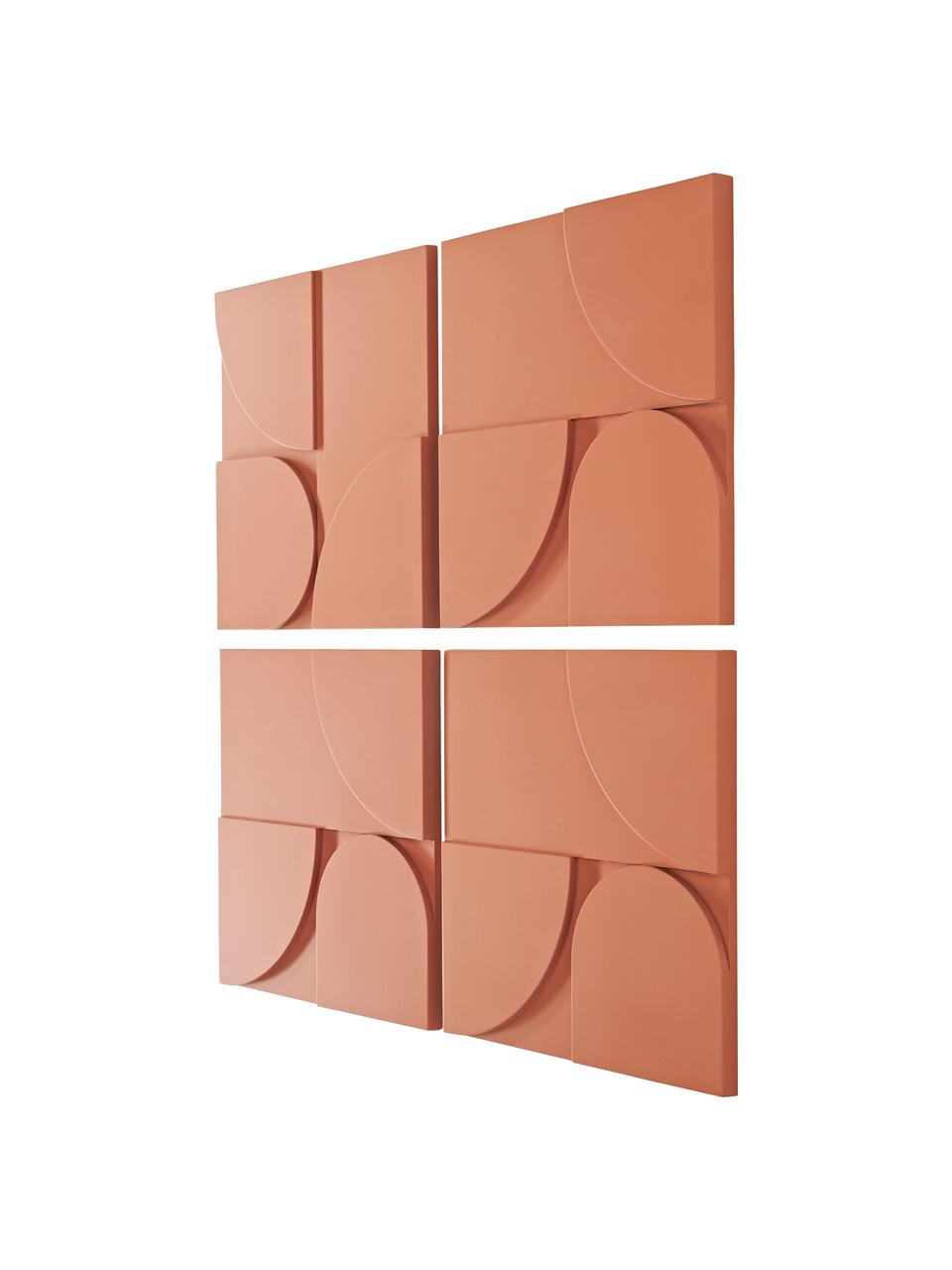 Wandobjectenset Massimo van hout, 4-delig, MDF, Terracotta, B 80 x H 80 cm