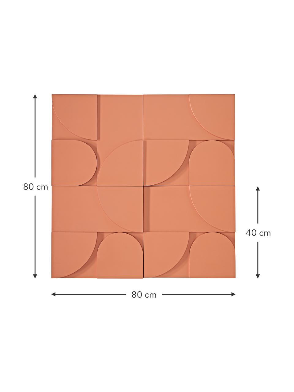 Wandobjectenset Massimo van hout, 4-delig, MDF, Terracotta, B 80 x H 80 cm