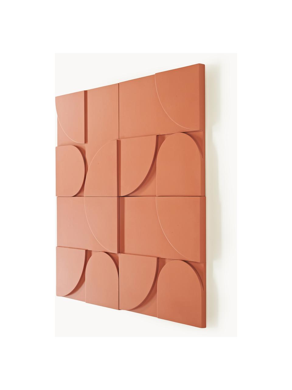 Decoración de pared Massimo, 4 uds., Tablero de fibras de densidad media (MDF), Terracota, An 80 x Al 80 cm