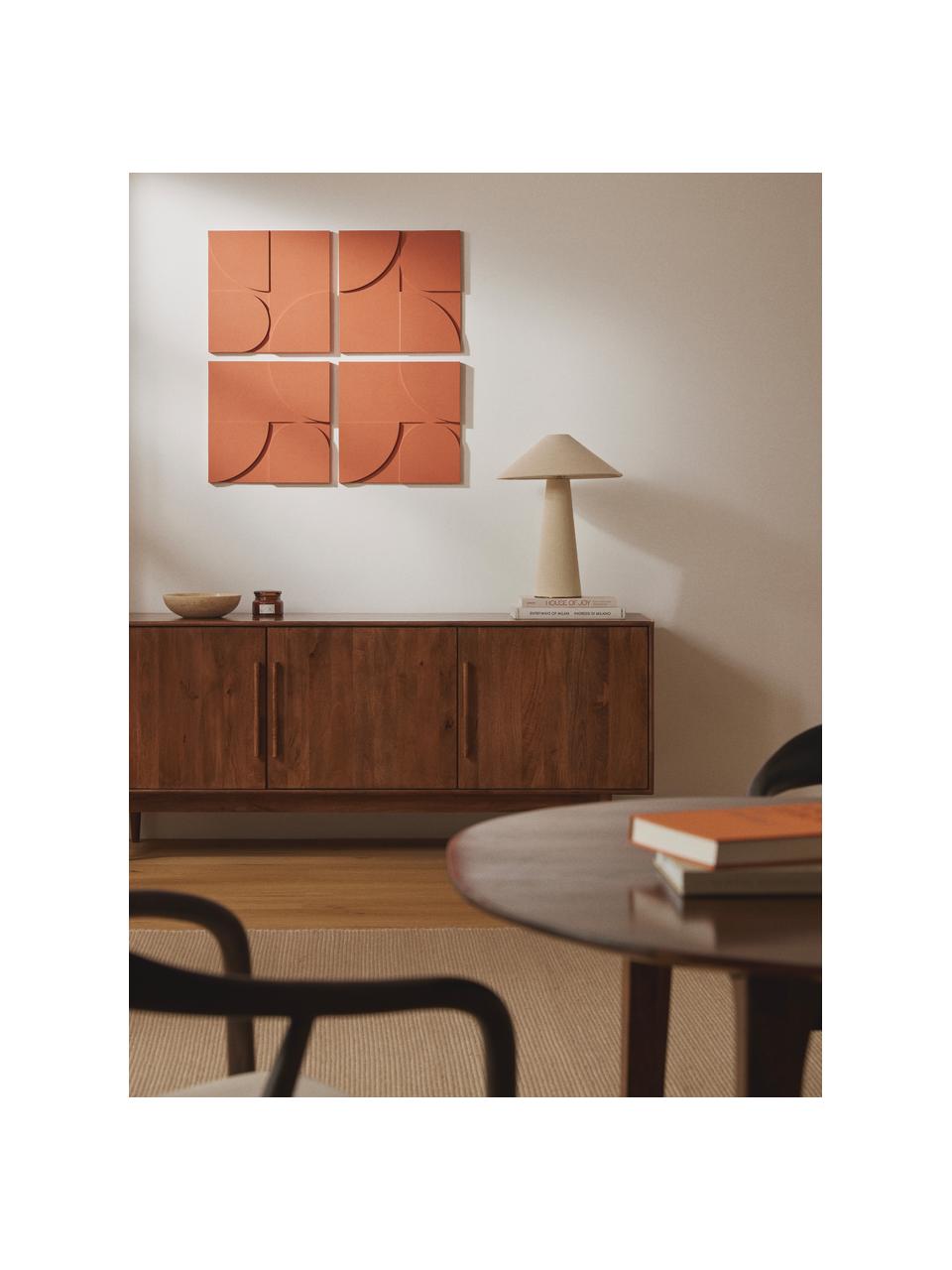 Set di 4 decorazioni da parete Massimo, Pannello di fibra a media densità (MDF), Terracotta, Larg. 80 x Alt. 80 cm