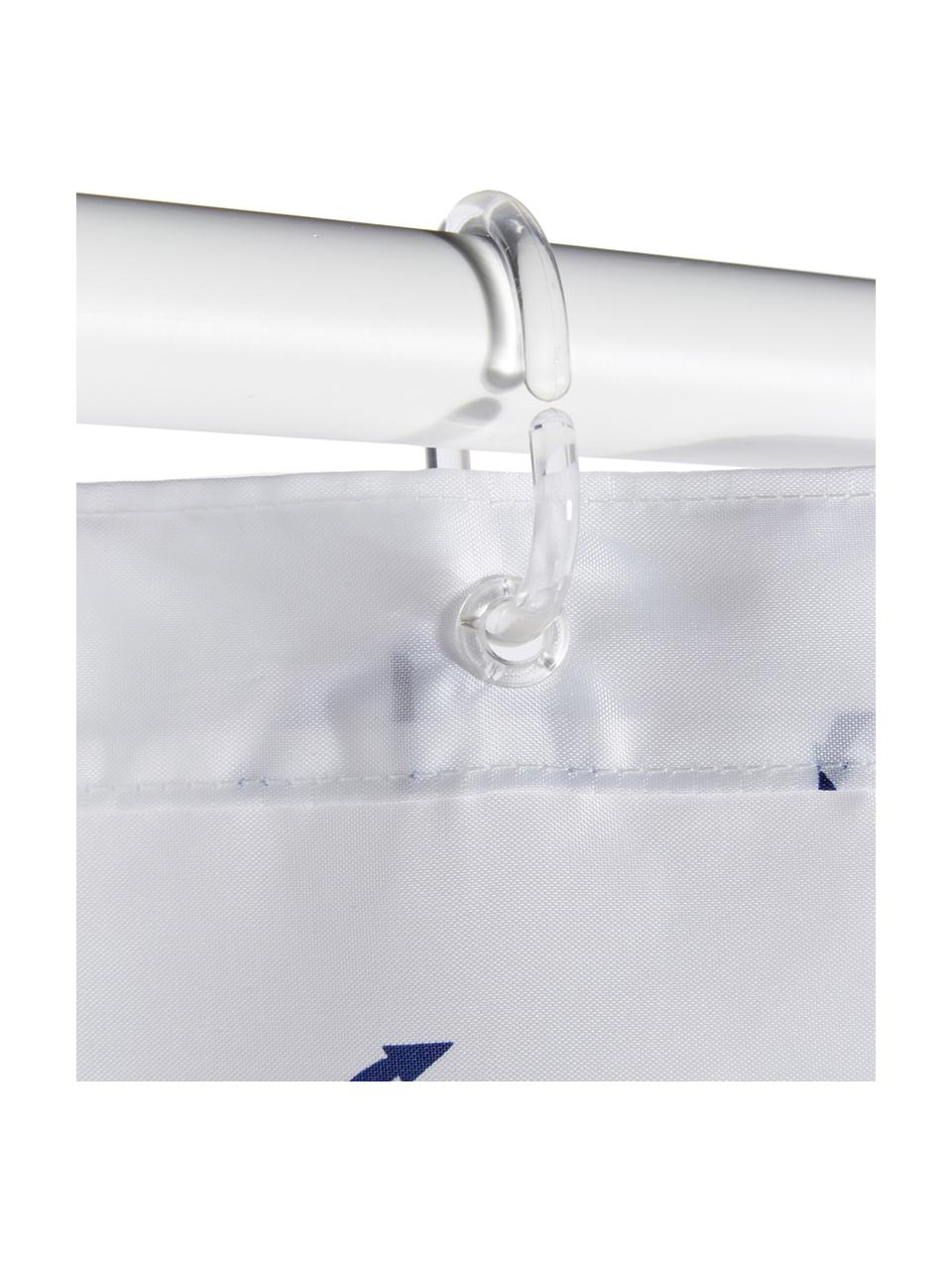 Douchegordijn Anchor met anker print, 100% polyester
Waterafstotend, niet waterdicht, Wit, blauw, B 180 x L 200 cm