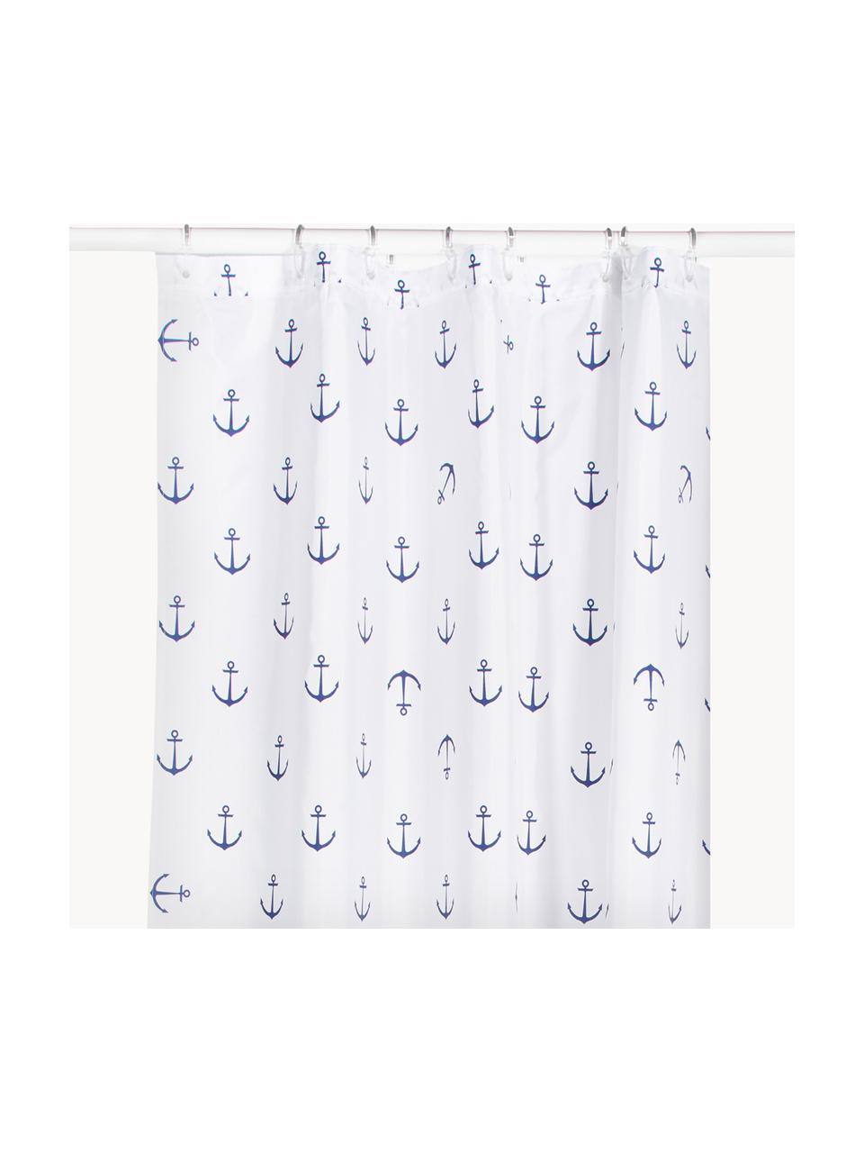 Duschvorhang Anchor mit Anker-Print, 100% Polyester
Wasserabweisend, nicht wasserdicht, Weiß, Blau, B 180 x L 200 cm