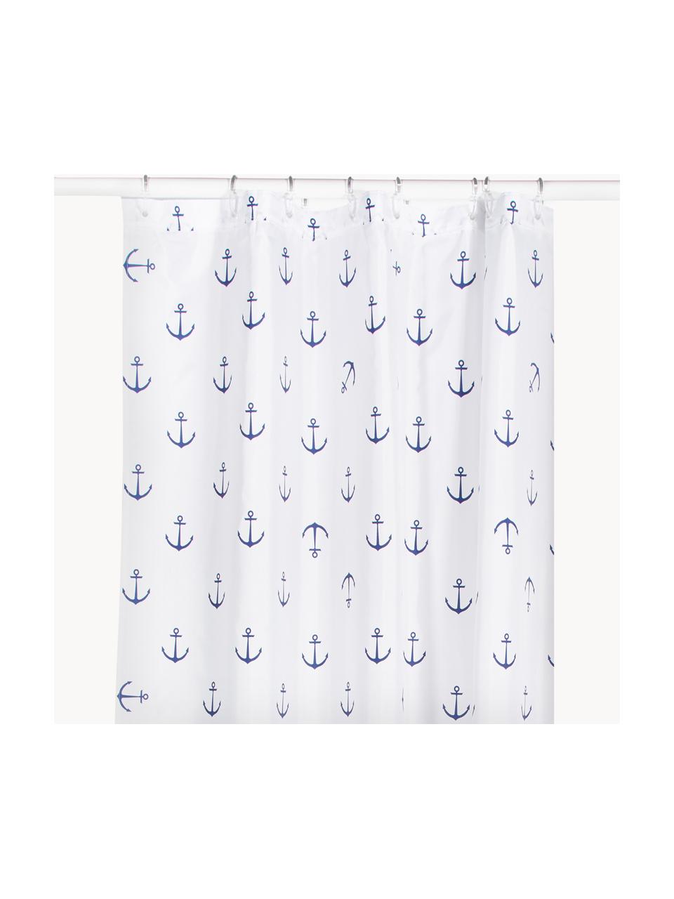 Rideau de douche avec imprimé ancre Anchor, 100 % polyester
Déperlant, non étanche, Blanc, bleu, larg. 180 x long. 200 cm