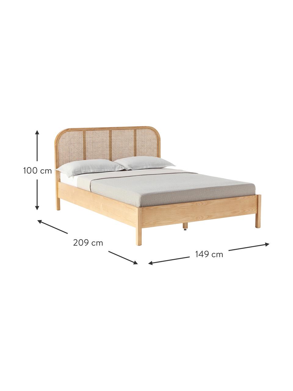 Dřevěná postel s vídeňskou pleteninou Jones, Jasanové dřevo, ratan, 140 x 200 cm