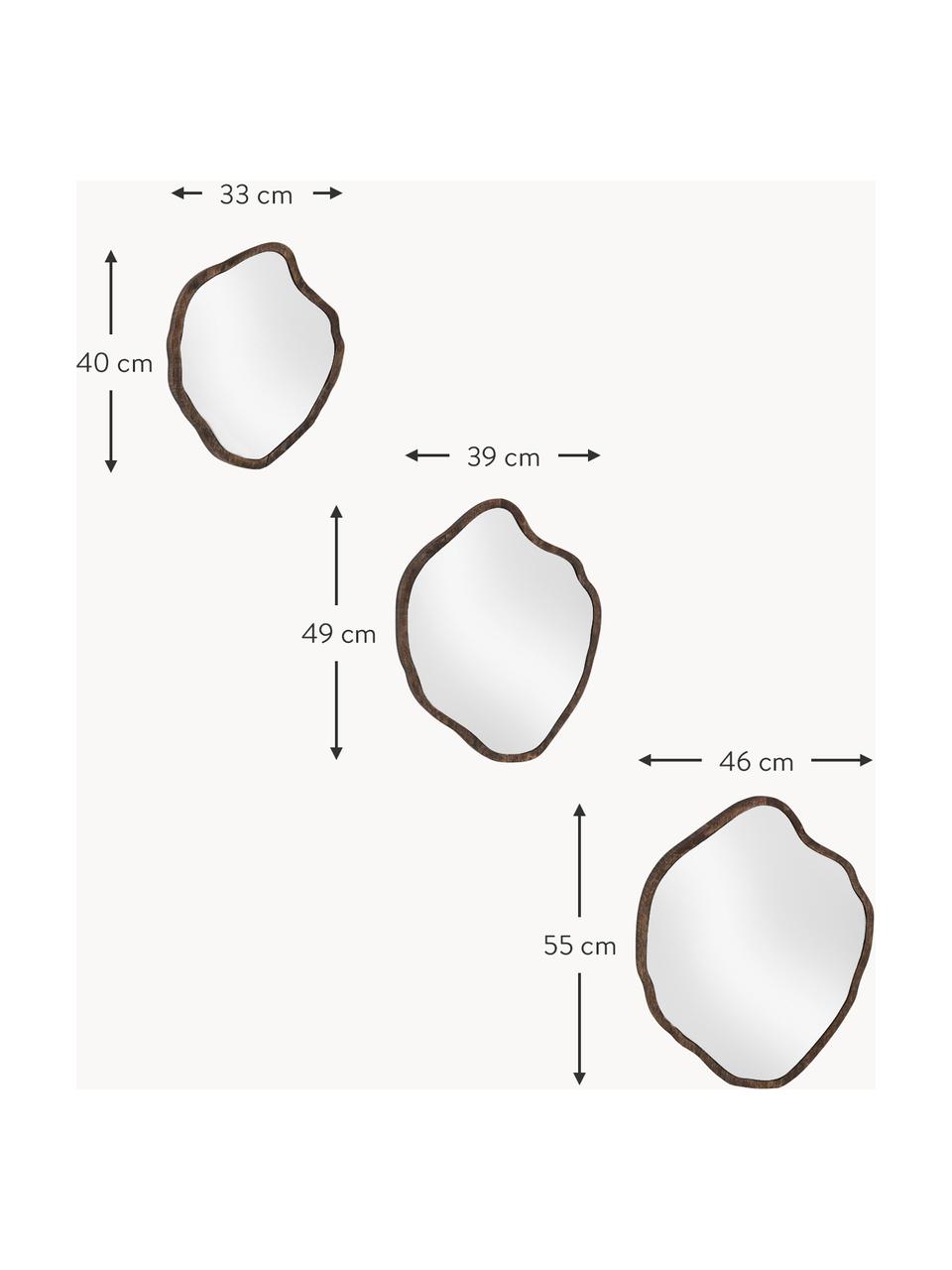 Wandspiegel-Set Bello in organischer Form, 3er-Set, Rahmen: Mangoholz, Mangoholz, Set mit verschiedenen Größen