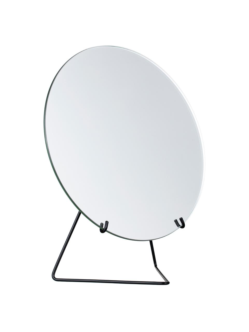 Okrągłe lusterko kosmetyczne ze stalową ramą Standing Mirror, Czarny, S 20 x W 23 cm