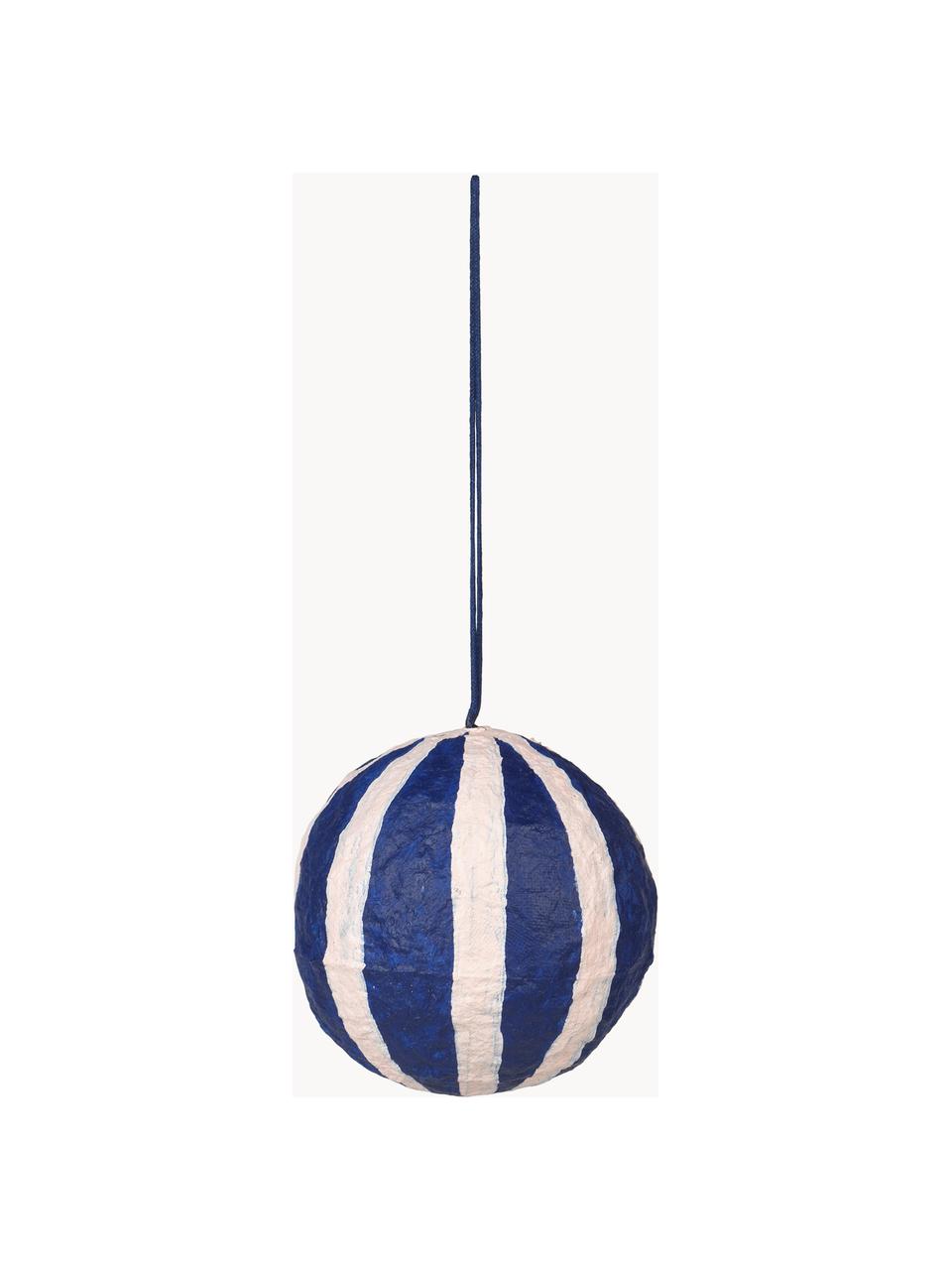 Boules de Noël Sphere, Ø 8 cm, 3 pièces, Pâte de coton, Blanc cassé, bleu foncé, Ø 8 cm