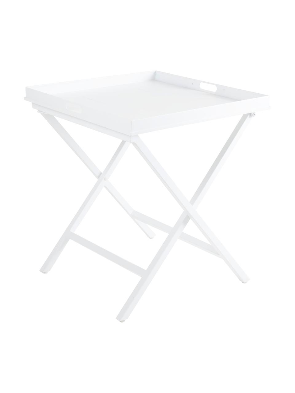 Skladací stolík s podnosom Vero, biela, Maľovaný hliník, Biela, matná, Š 60 x V 70 cm