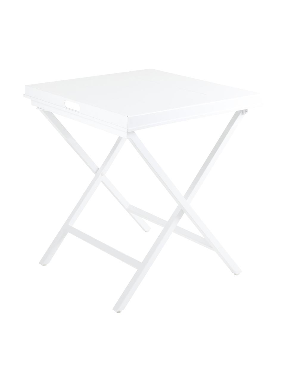 Inklapbaar dienbladtafel Vero in wit, Gecoat aluminium, Mat wit, B 60 x H 70 cm