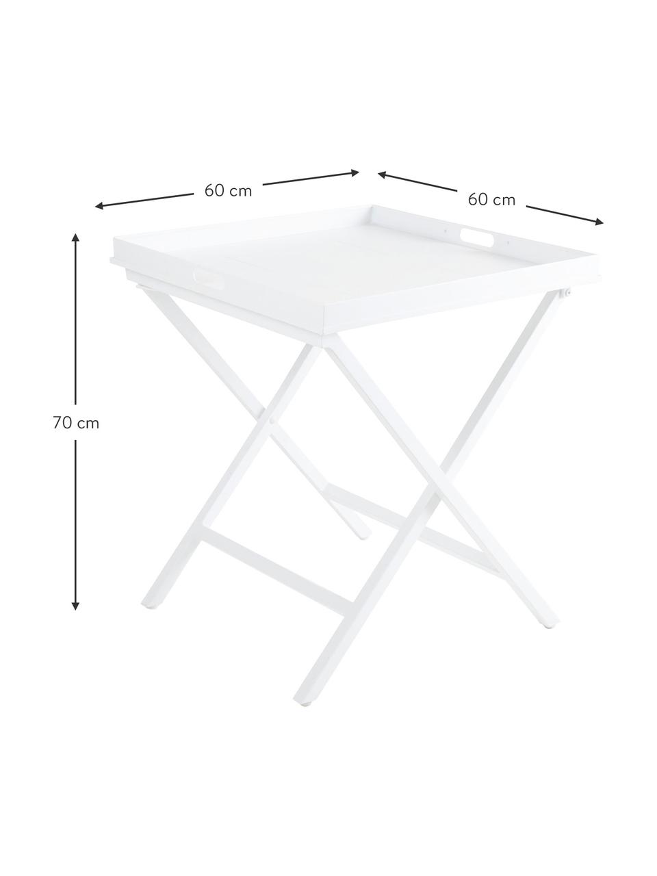 Inklapbaar dienbladtafel Vero in wit, Gecoat aluminium, Mat wit, B 60 x H 70 cm