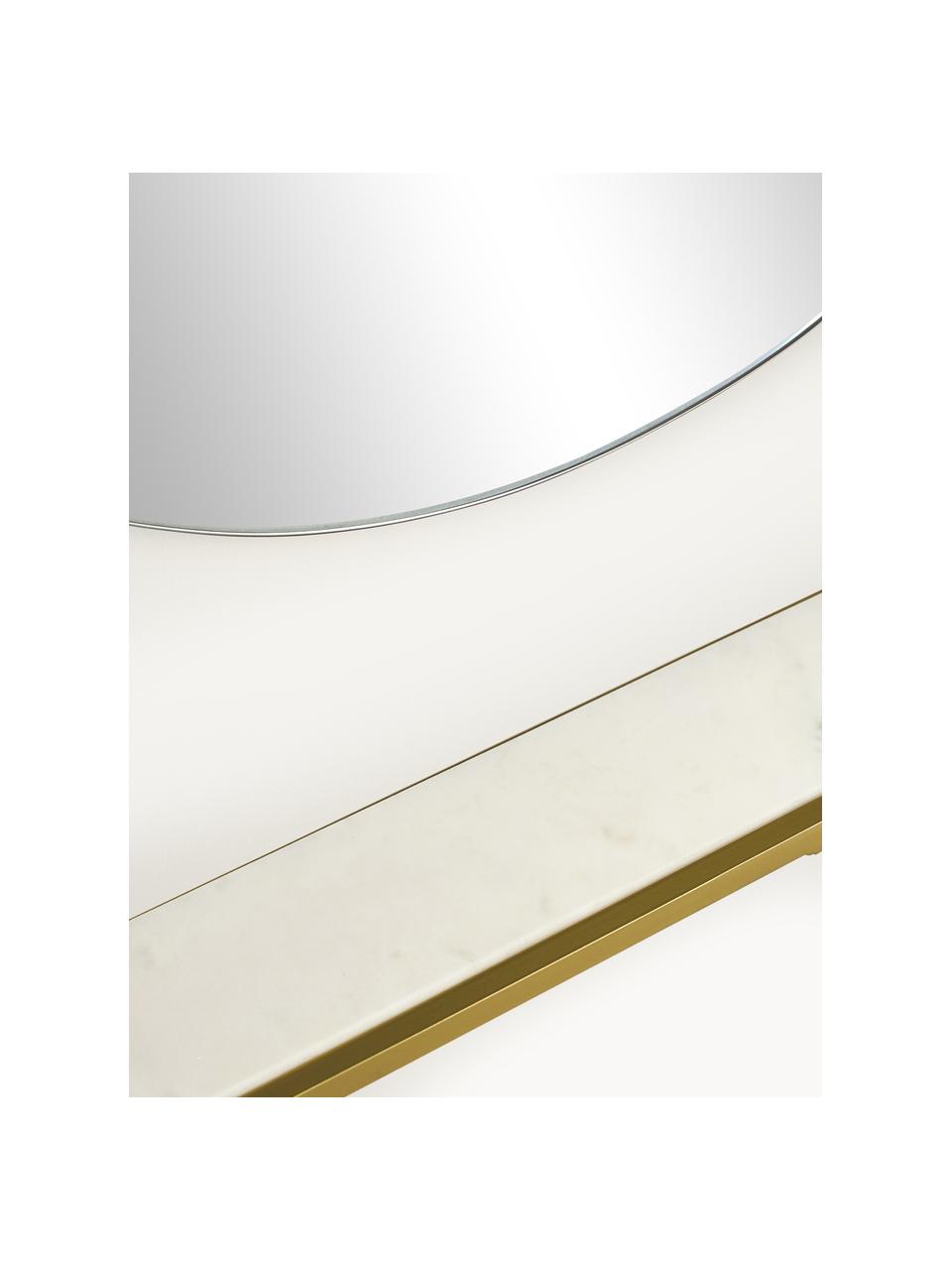 Ovale wandspiegel Verena van marmer, Frame: metaal plank, Goudkleurig, B 60 x H 90 cm