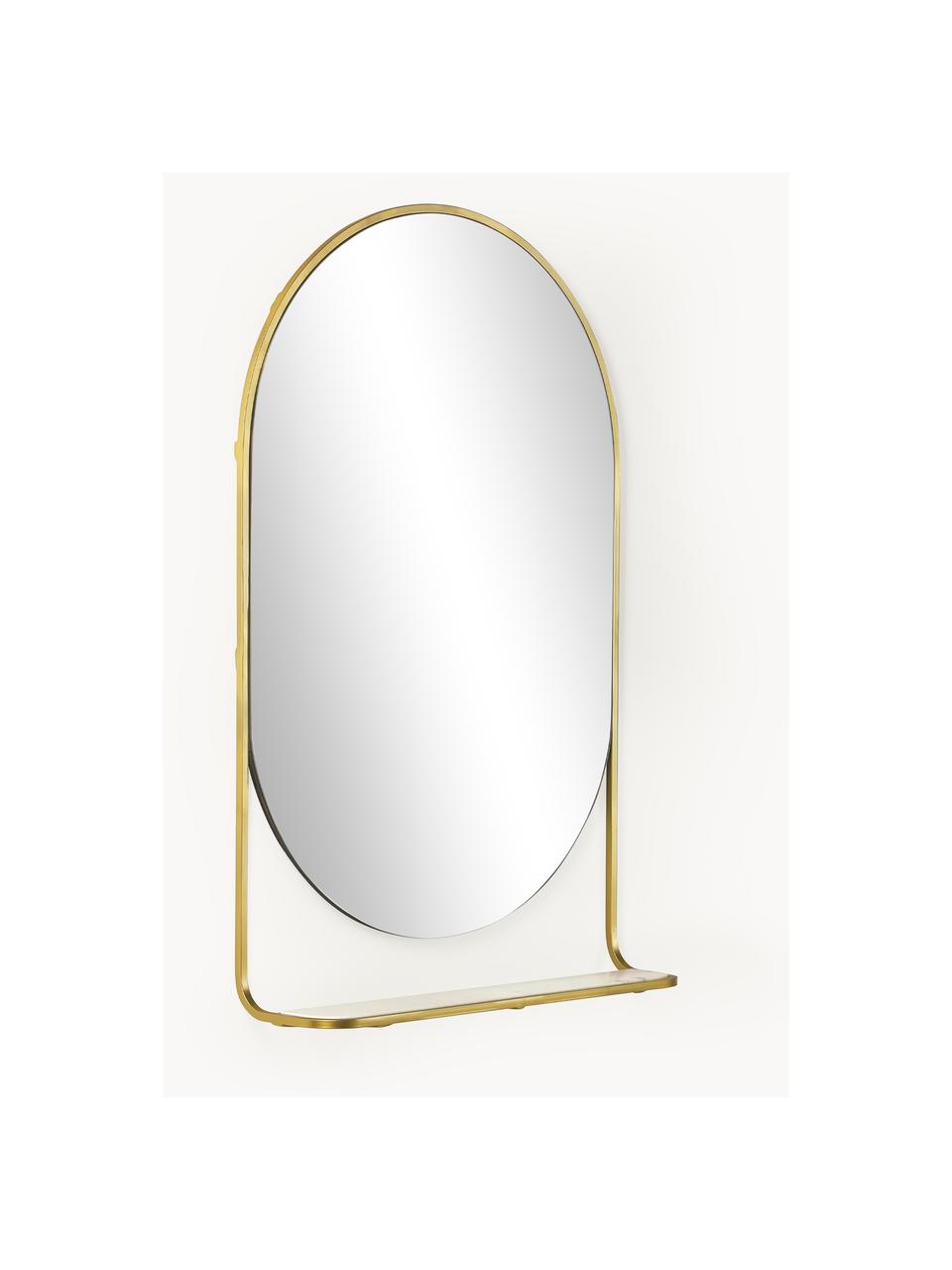 Oválne nástenné zrkadlo s policou Verena, Odtiene zlatej, Š 60 x V 90 cm
