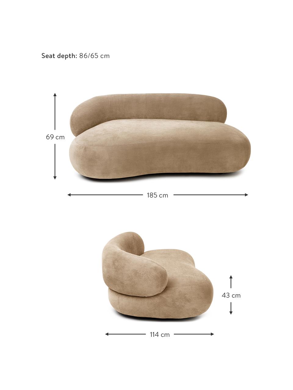 Sofa w kształcie nerki Alba (2-osobowa), Tapicerka: 97% poliester, 3% nylon D, Stelaż: lite drewno świerkowe z c, Nogi: tworzywo sztuczne, Piaskowa tkanina, S 185 x G 114 cm, oparcie lewostronne