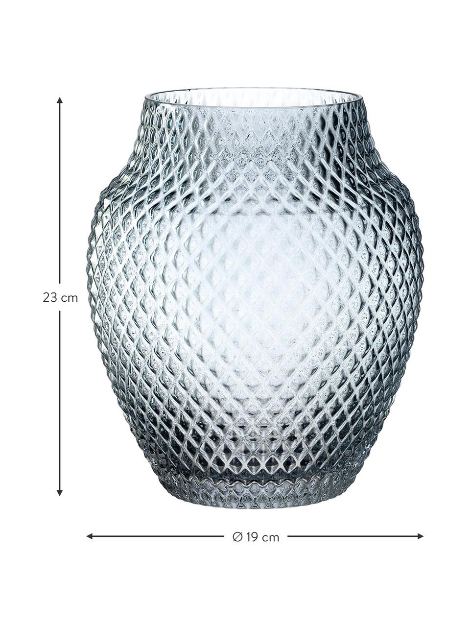 Ručne vyrobená sklenená váza Poesia, Sklo, Modrá, Ø 19 x V 23 cm