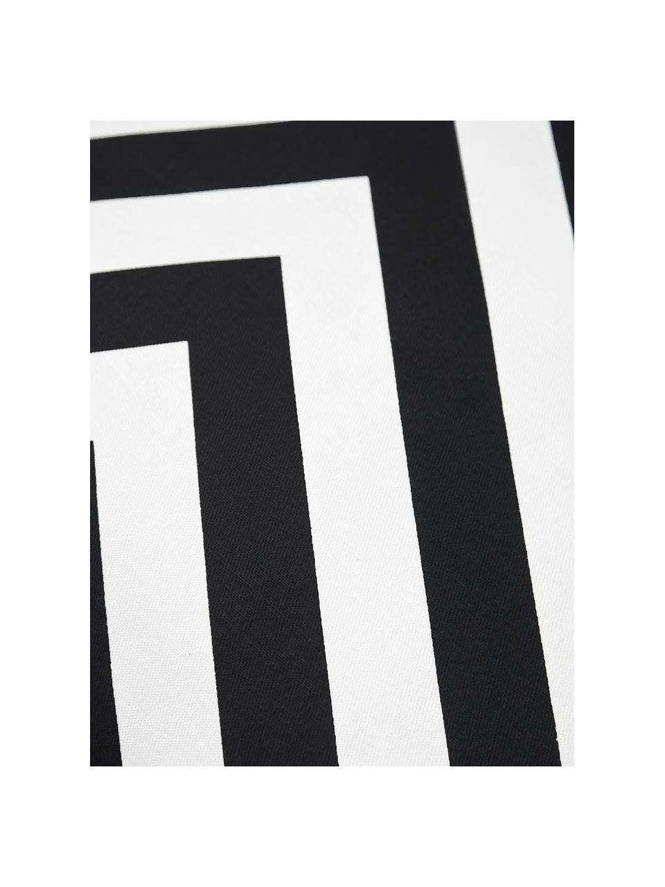 Kussenhoes Lena met zigzag patroon in zwart/wit, 100% katoen, panamabinding, Zwart, crèmekleurig, 40 x 40 cm