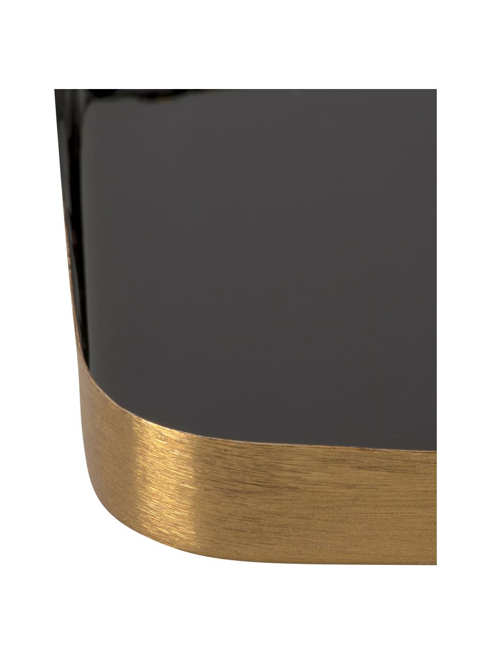 Deko-Tablett Festive mit glänzender Oberfläche in Schwarz, Metall, beschichtet, Schwarz, Goldfarben, L 25 x B 13 cm