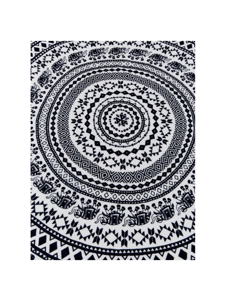 Ręcznik plażowy okrągły Goa, Czarny, biały, Ø 150 cm