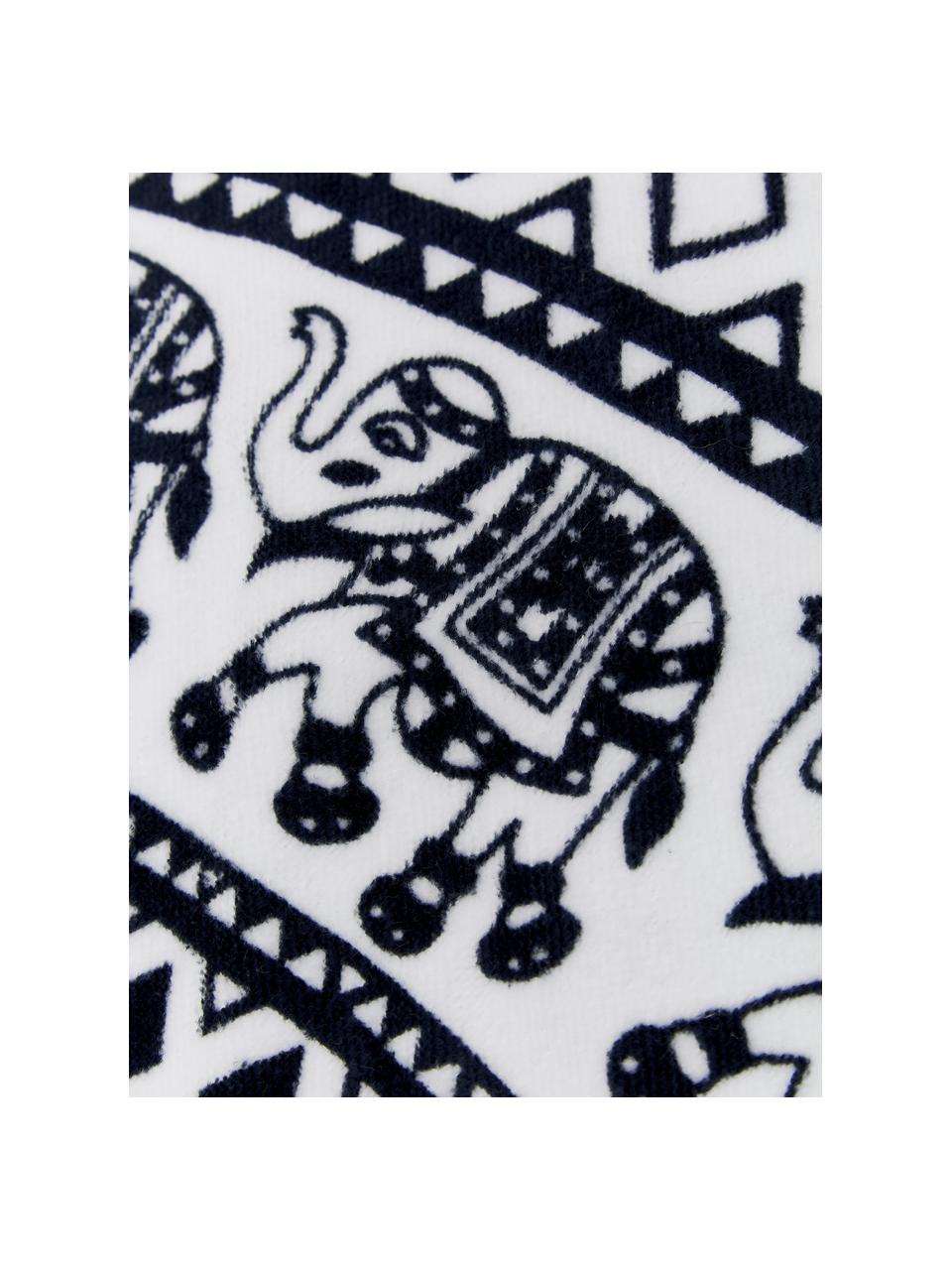 Serviette de plage ronde Goa, Noir, blanc