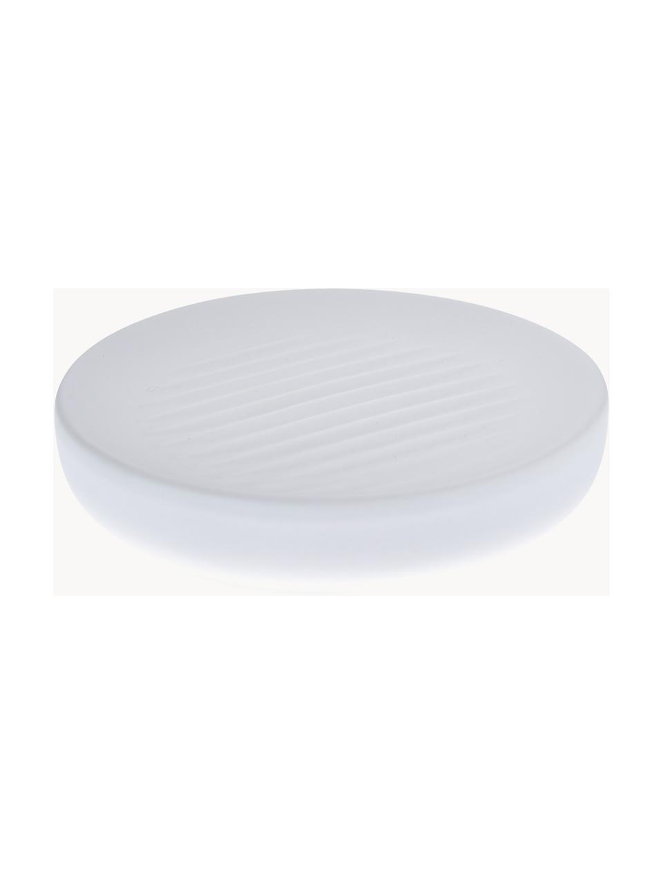 Porte-savon en porcelaine Ume, Céramique recouverte d'une surface Soft-Touch (plastique), Blanc, Ø 12 x haut. 3 cm