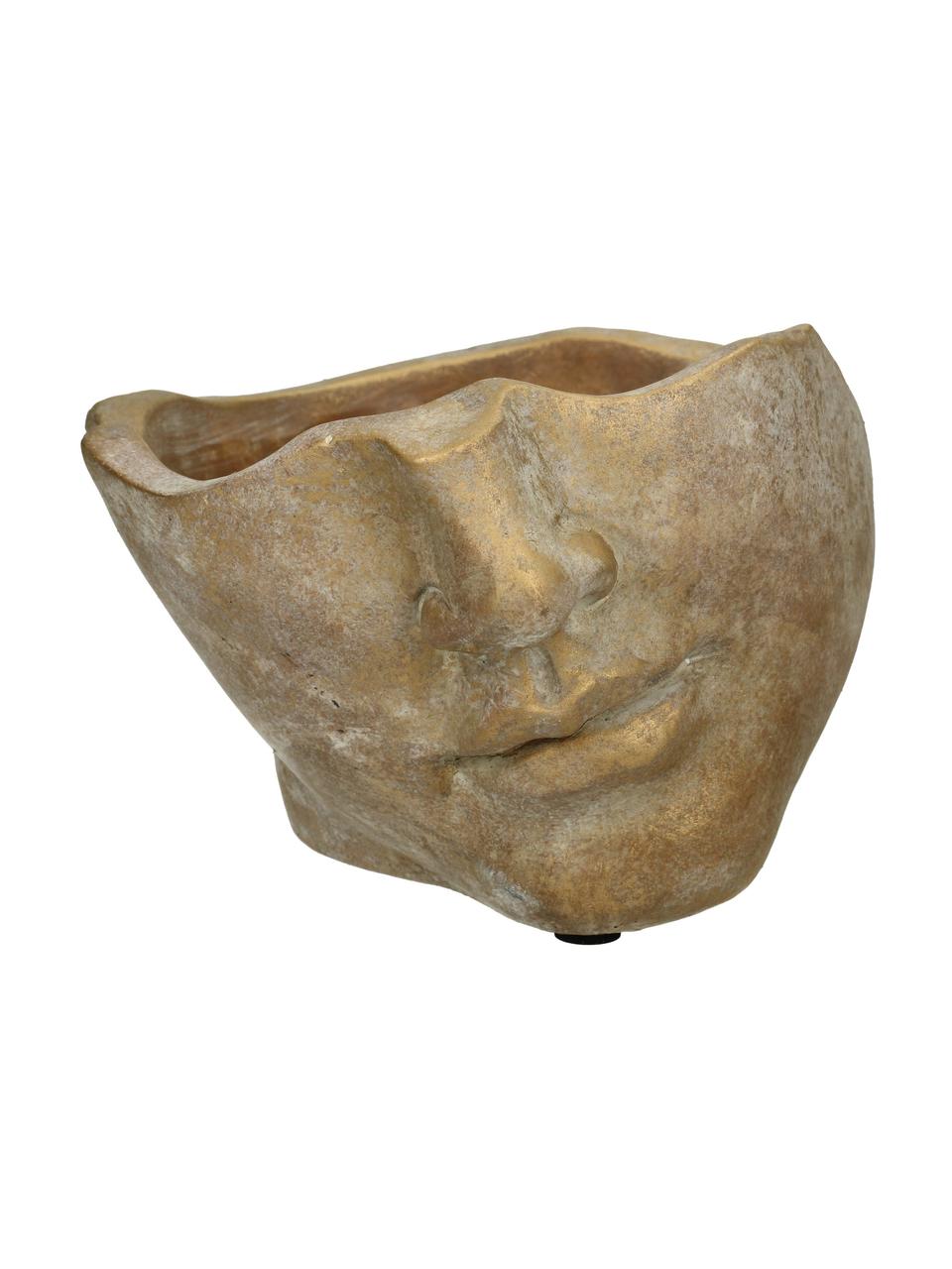 Portavaso viso di design in cemento Fluorite, Cemento, Dorato, Larg. 22 x Alt. 14 cm