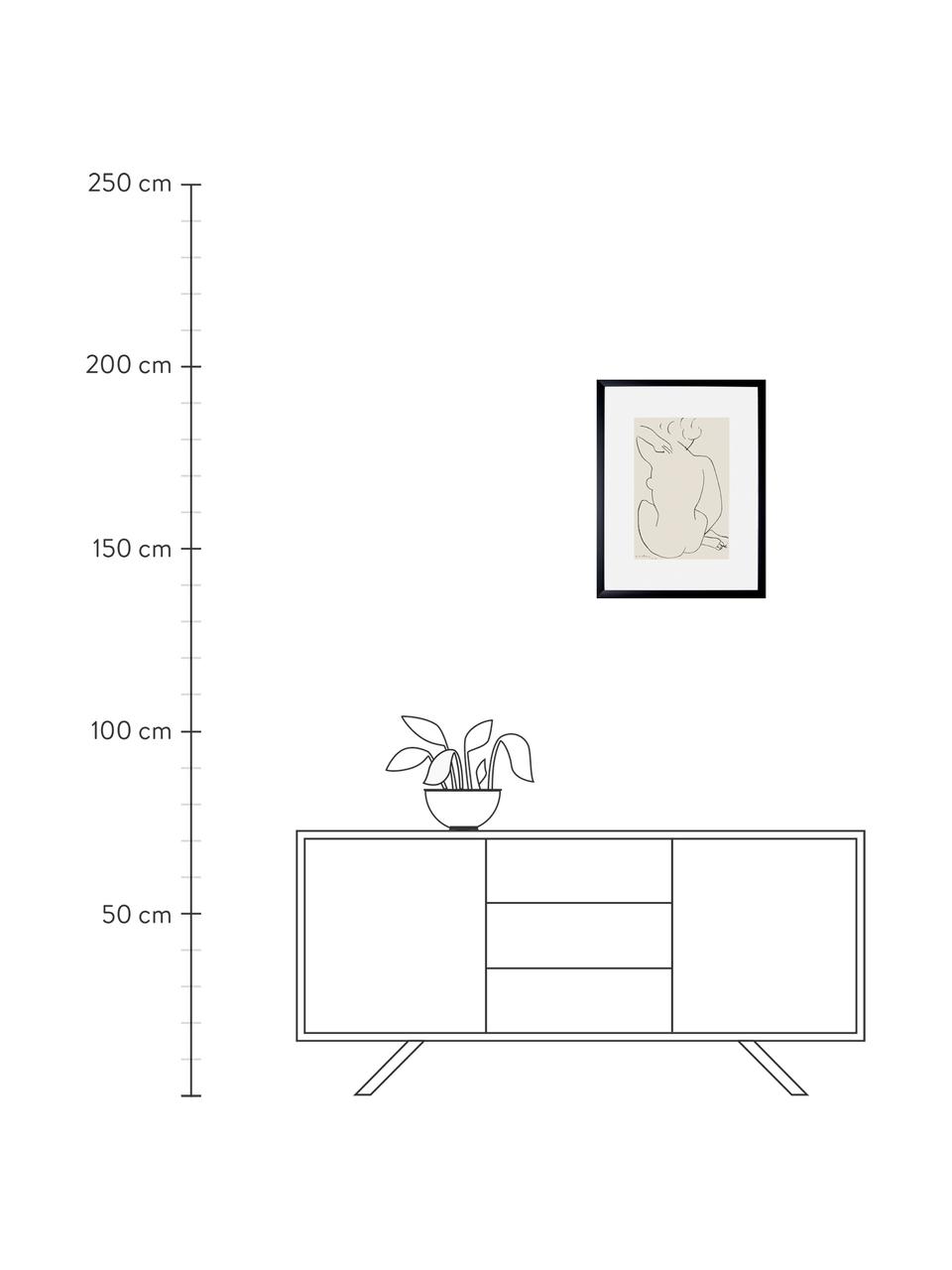 Ingelijste digitale print Matisse: Nu Accroupi, Afbeelding: digitale print, Lijst: kunststoffen frame met gl, Multicolour, 43 x 60 cm