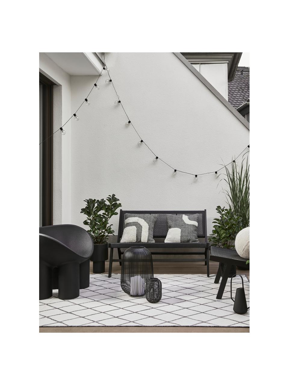 Záhradná lavička s plastovým výpletom Palina, Čierna, Š 121 x V 75 cm