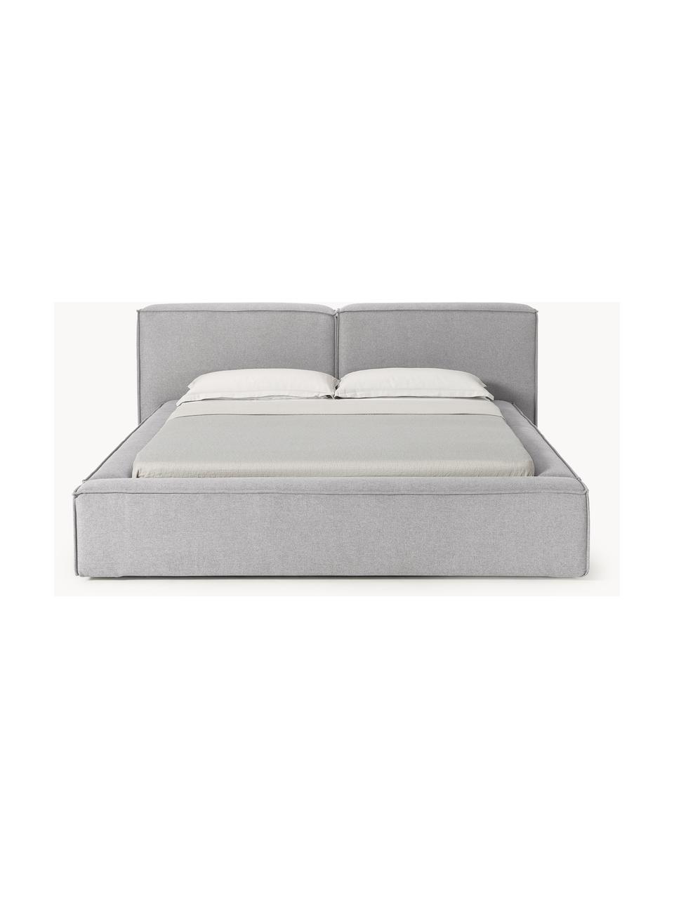 Gestoffeerd bed Lennon, Bekleding: 100% polyester Met 115.00, Frame: massief grenenhout, multi, Poten: hout, kunststof Dit produ, Geweven stof grijs, B 248 x L 243 cm (ligvlak 180 x 200 cm)