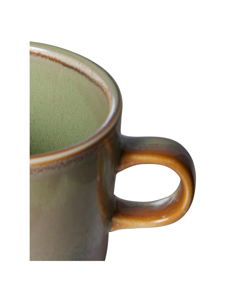 Tasses avec sous-tasses Chef, 4 pièces, Porcelaine, Tons verts, tons beiges, Ø 8 x haut. 7 cm, 220 ml