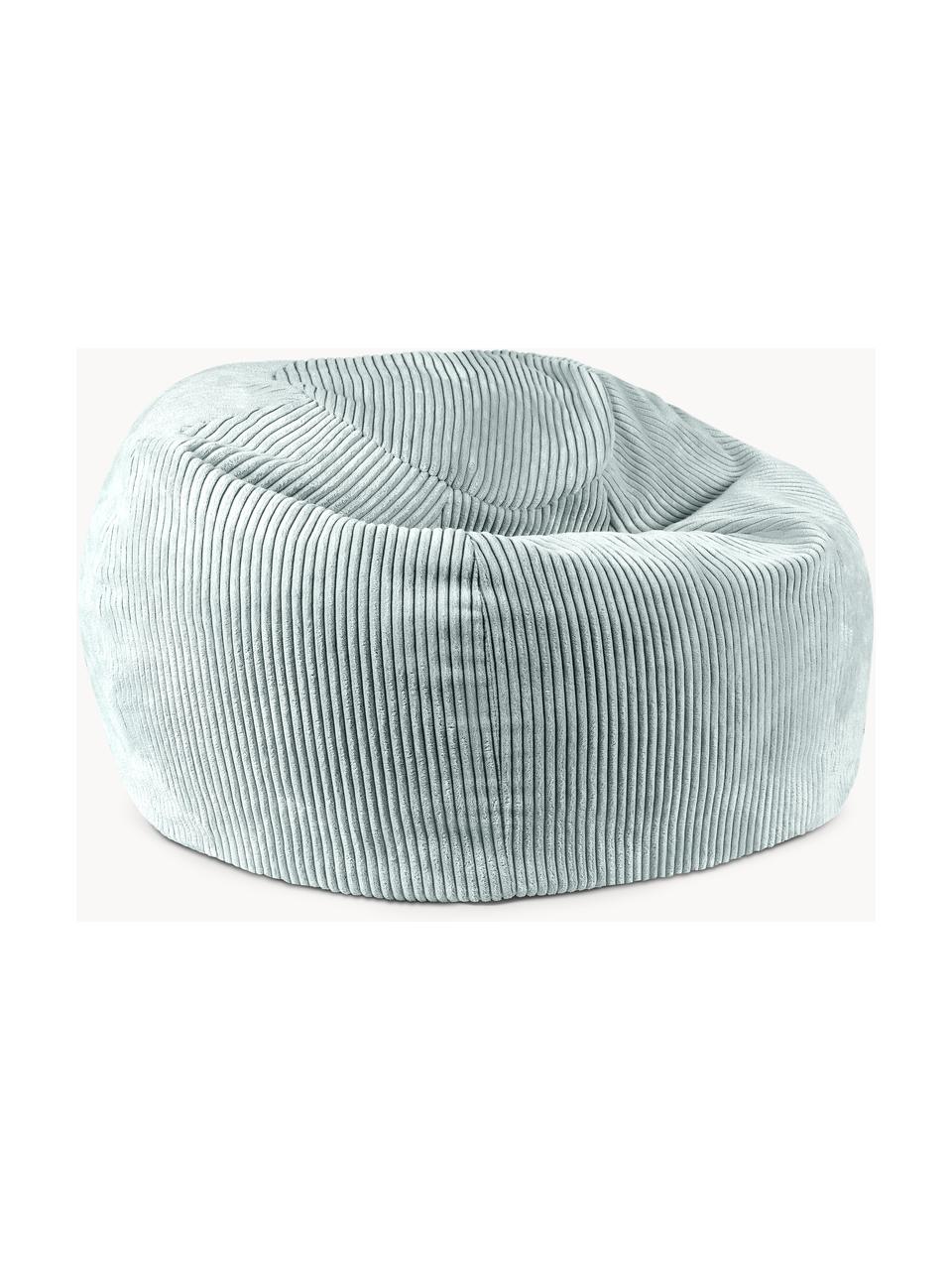 Pouf fait main en velours côtelé pour enfant Flora, Velours côtelé vert sauge, larg. 85 x haut. 50 cm