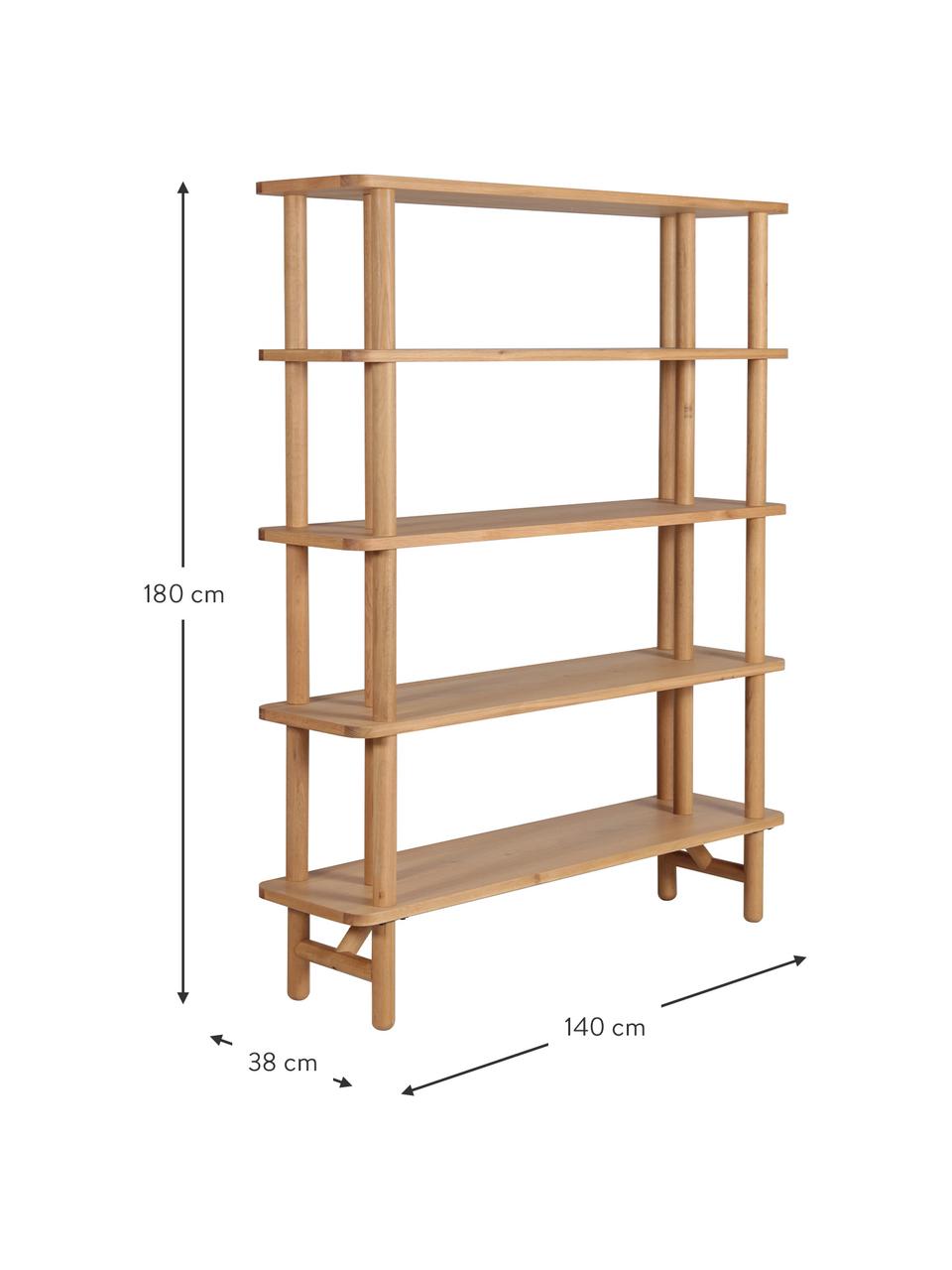 Eichenholz-Standregal Gost, Eichenholz, massiv, Mitteldichte Holzfaserplatte (MDF), Beige, B 140 x H 180 cm