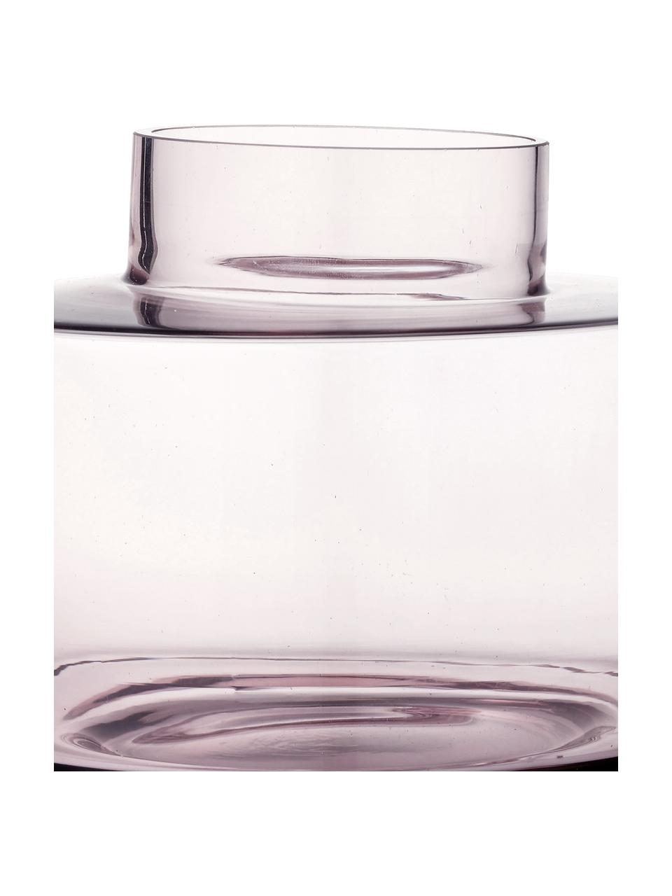 Ručne fúkaná malá váza Hedria, Bledoružová, priehľadná