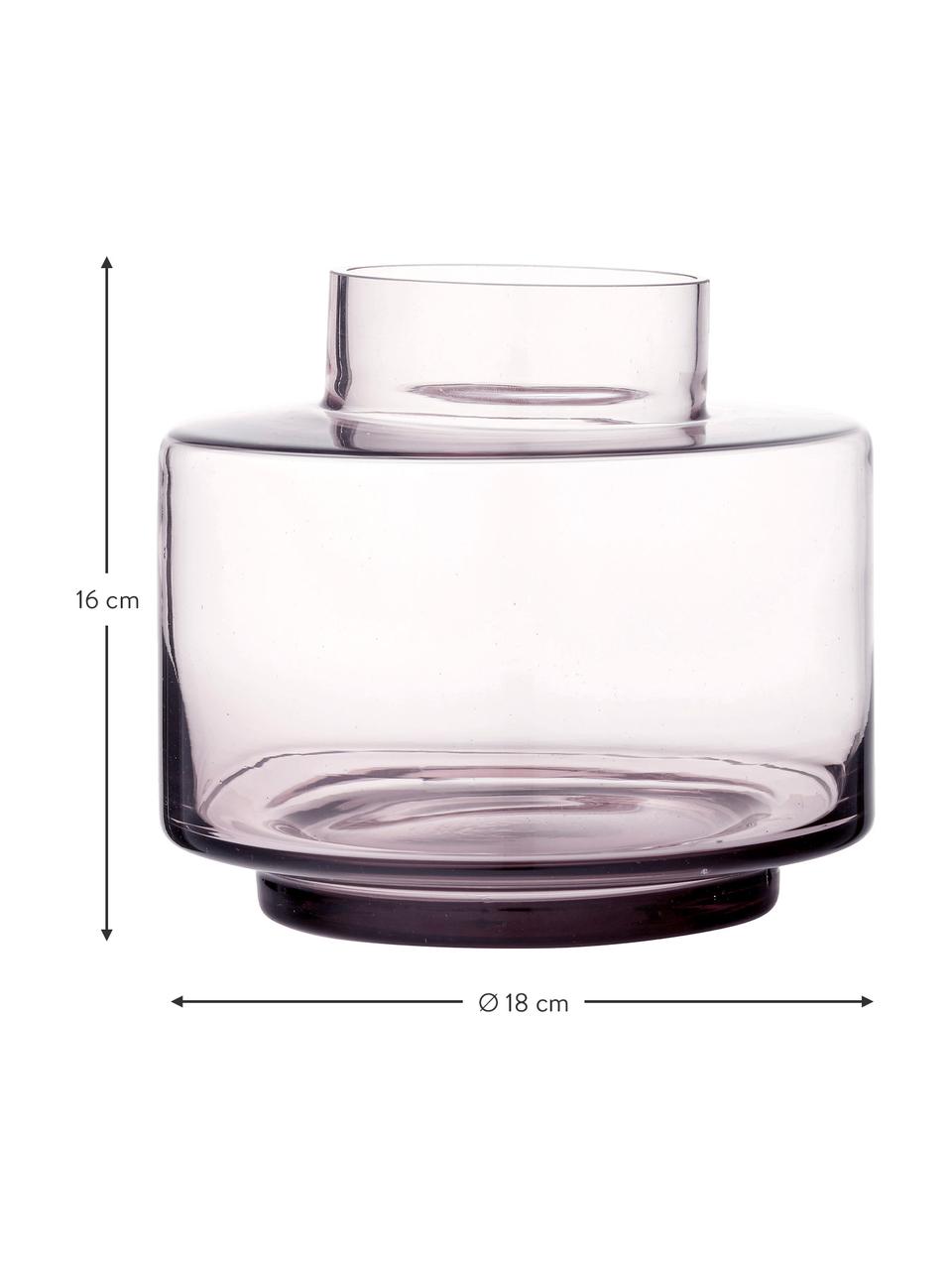 Vaso semplice in vetro soffiato Hedria, Vetro, Rosa trasparente, Ø 18 x Alt. 16 cm