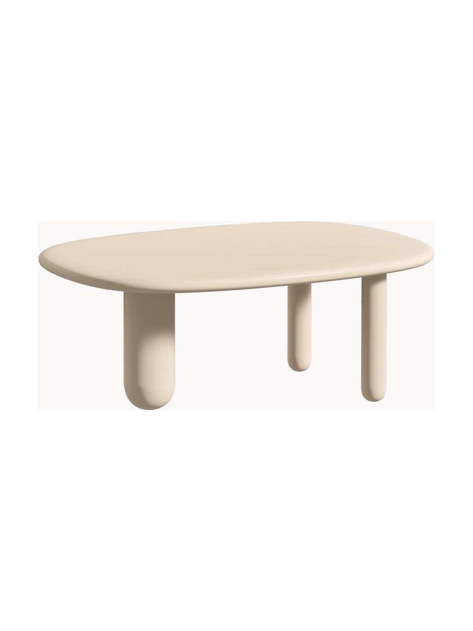 Ovaler Couchtisch Tottori, Mitteldichte Holzfaserplatte (MDF), lackiert, Holz, hellbeige lackiert, B 78 x T 54 cm