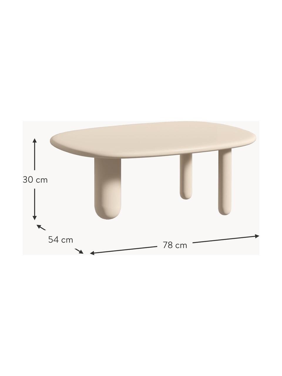 Tavolino ovale da salotto Tottori, Pannello di fibra a media densità (MDF) laccato, Legno, laccato beige chiaro, Larg. 78 x Prof. 54 cm