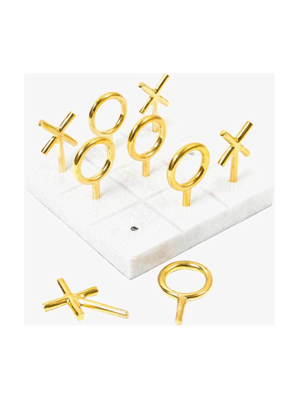 Gra kółko i krzyżyk na marmurowej planszy Gold, Odcienie złotego, biały, marmurowy, S 18 x W 10 cm
