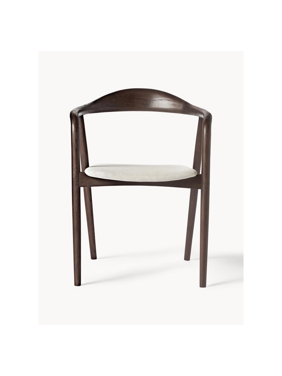 Drevená stolička s opierkami Angelina, Krémovobiela, tmavé jaseňové drevo, Š 57 x V 80 cm