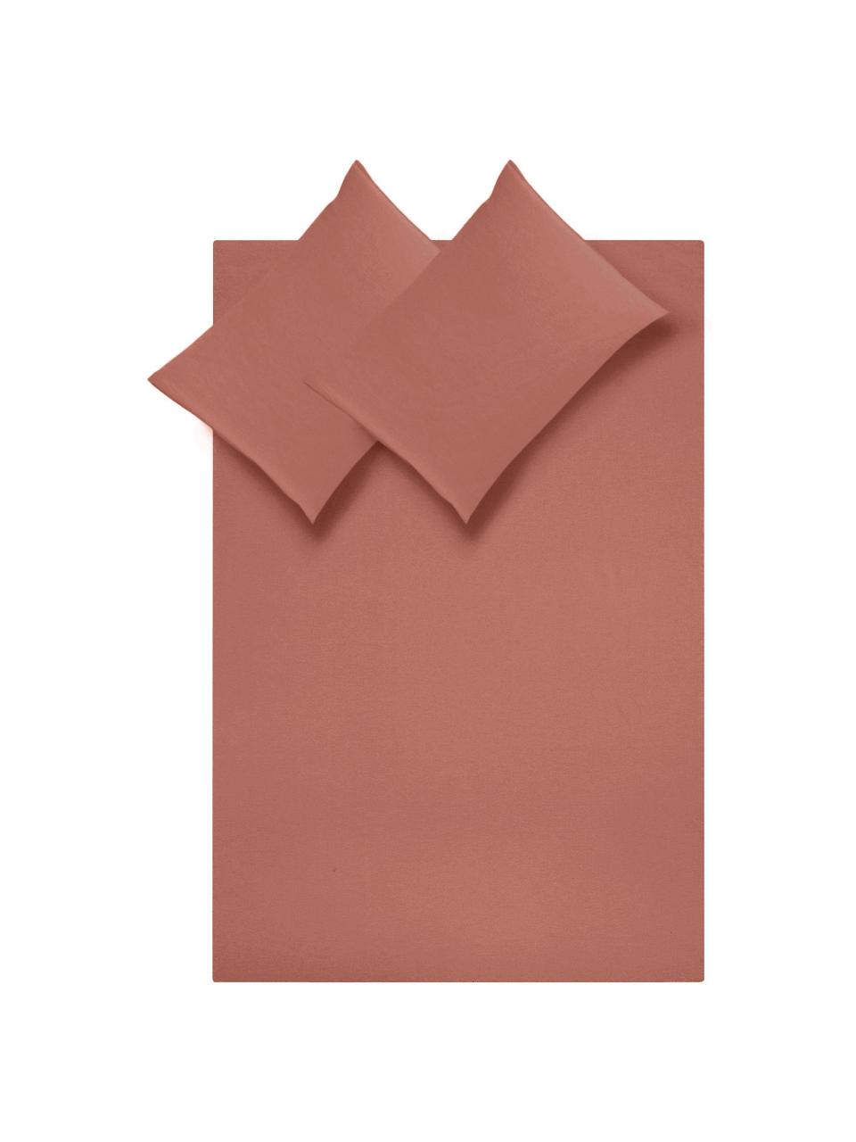 Biancheria da letto in lino lavato morbido color terracotta Nature, Mezzo lino
(52% lino, 48% cotone)

Densità dei fili 108 TC, qualità standard

Il mezzo lino offre una sensazione piacevole e ha un naturale aspetto sgualcito, che viene esaltato dall'effetto stonewash. Assorbe fino al 35% di umidità, si asciuga molto rapidamente e ha un effetto piacevolmente rinfrescante nelle notti d'estate. L'elevata resistenza allo strappo rende il mezzo lino resistente all'abrasione e all'usura, Terracotta, 240 x 300 cm + 2 federe 50 x 80 cm