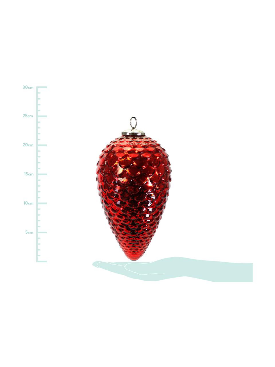 Ciondolo deco Glassy Cone, Vetro verniciato, Rosso, Ø 12 x A 23 cm