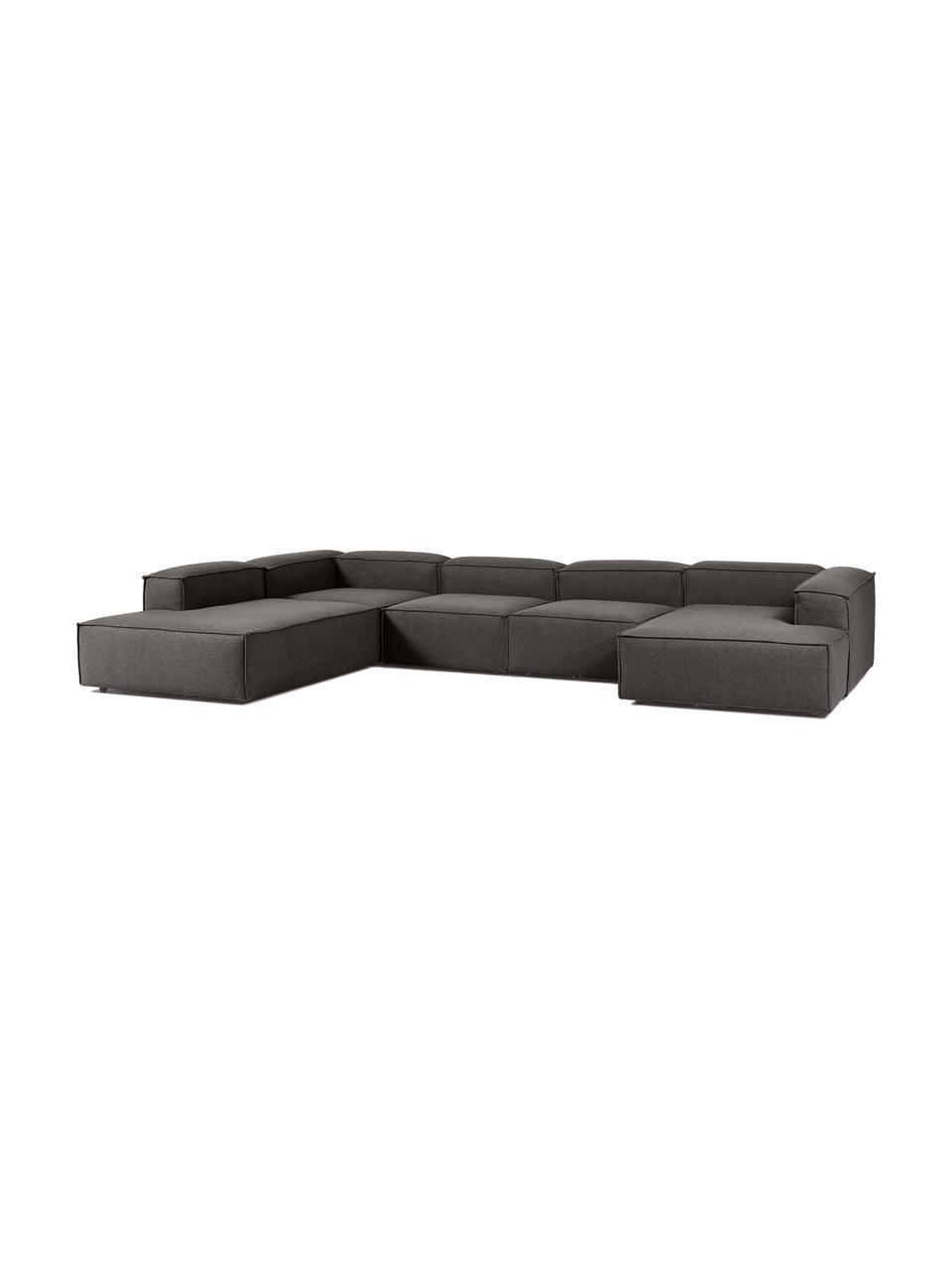 Divano angolare componibile Lennon, Rivestimento: 100% poliestere Con 115.0, Struttura: legno di pino massiccio, , Piedini: plastica, Tessuto antracite, Larg. 418 x Alt. 68 cm, chaise-longue a sinistra