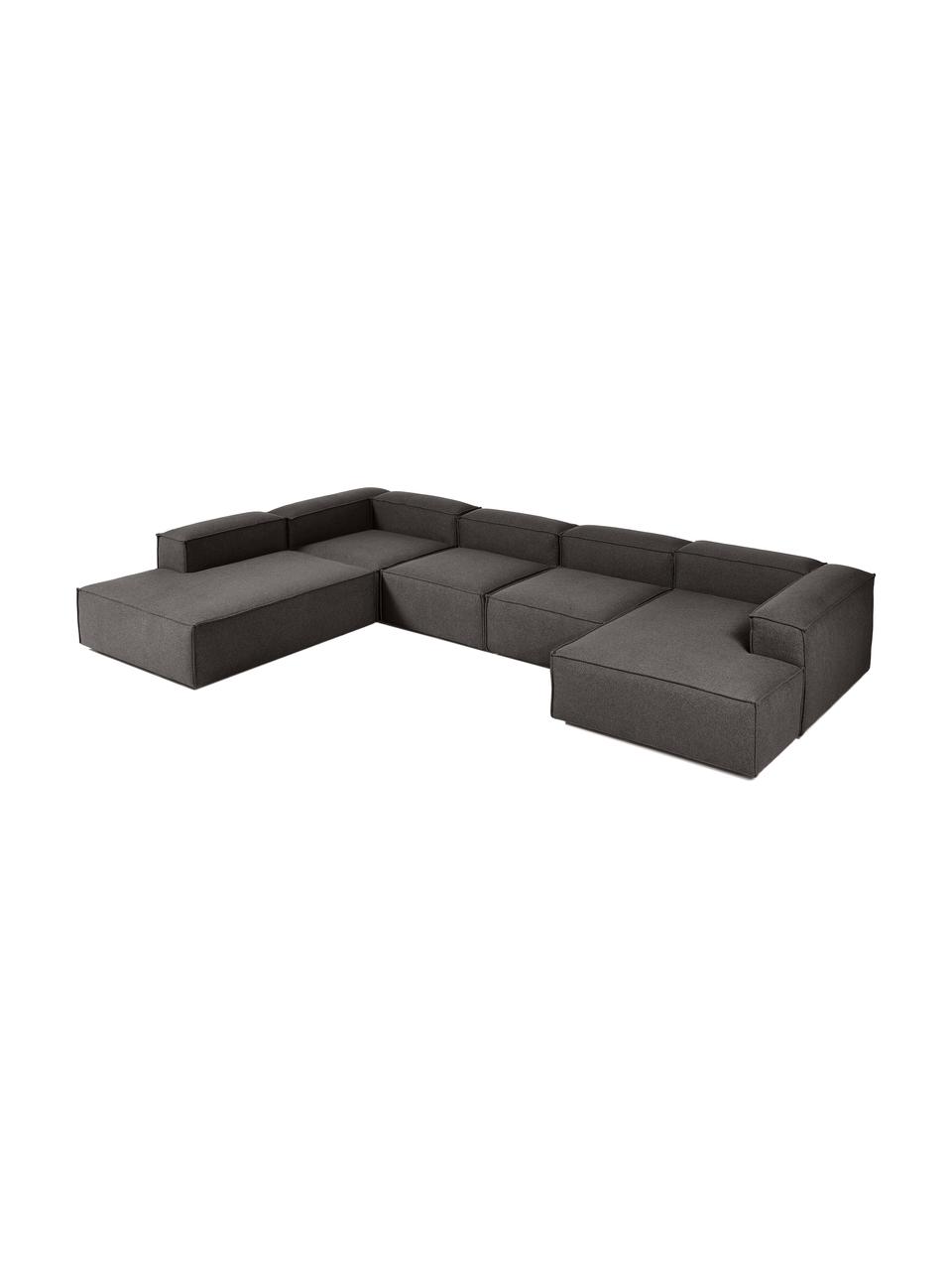 Sofá rinconera modular Lennon, Tapizado: 100% poliéster Alta resis, Estructura: madera de pino maciza, ma, Patas: plástico, Tejido gris antracita, An 418 x Al 68 cm, chaise longue izquierda