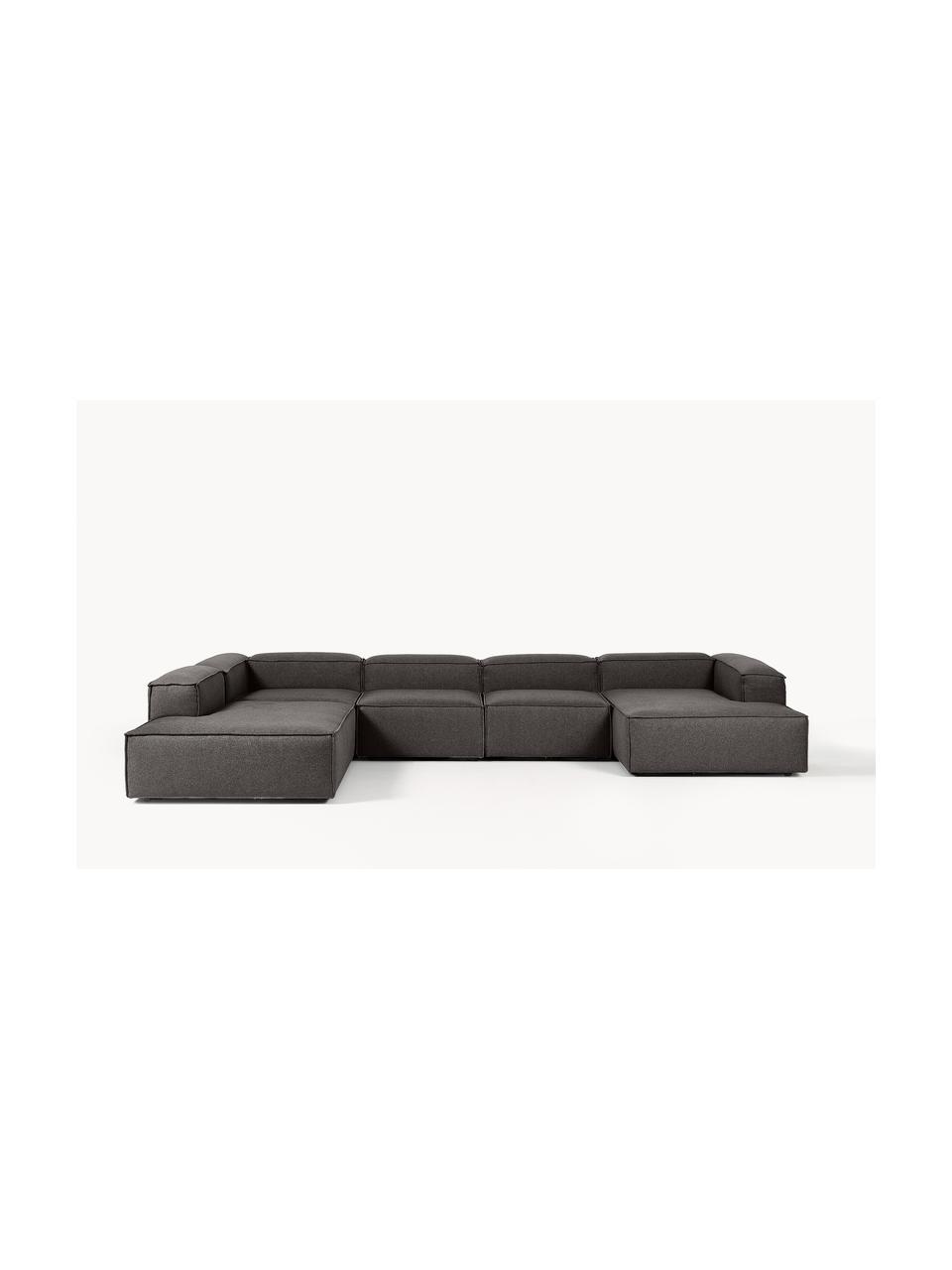 Modulare Wohnlandschaft Lennon, Bezug: 100 % Polyester Der strap, Gestell: Massives Kiefernholz FSC-, Webstoff Anthrazit, B 418 x T 269 cm, Eckteil links