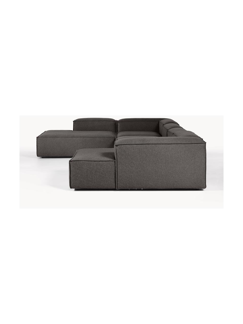 Modulaire woonlandschap Lennon, Bekleding: 100% polyester, Frame: massief grenenhout FSC-ge, Poten: kunststof, Geweven stof antraciet, B 418 x D 269 cm, hoekdeel links